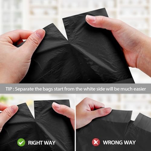 2 Gallon 120 Counts Strong Drawstring Trash Bags Garbage Bags by RayPard, Small Trash Bin Liners for Home Office Kitchen Bathroom Bedroom, Black