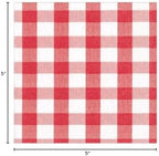Caspari Gingham Paper Cocktail Napkins in Red, Two Packs of 20