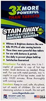 Stain Away Plus Antibacterial Denture Cleanser, 3X More Powerful Than Tablets, Whitens Dentures Like New, 5 Minute Fast Action, Clean Mint Taste, 80 Cleanings, 8.1 oz (Pack of 2)