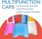 Chrome Cherry SqueezMe Self-Closing Toothpaste Caps, Silicone Lid for Kids & Adults, No Mess Toothpaste Dispenser, Easy Squeezer Cap for Tubes, Bathroom Accessory, Self-Standing Mix, Pack of 3