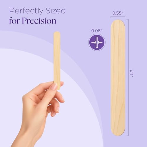 150 Wooden Wax Stick – Applicator Sticks for Hair Removal – Disposable Popsicle & Craft Sticks – Professional Salon & Home Supplies – For Hot Wax, Hard Wax, Stripless & Brazilian Treatments