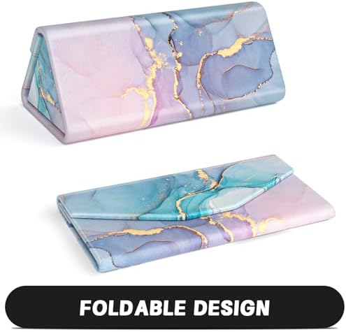 Sunglasses Case, Foldable Glasses Case, Magnetic PU Leather Hard Shell Folding Eyeglass Holder Box, Collapsible Unisex