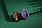 Thumb Worry Stone for Anxiety Healing Crystals Sets 2PCS Tiger Eyes Amethyst Hand Carved Stones Gemstone Pocket Natural Stone Meditation Reiki Oval Shaped Palm Stone Therapy