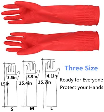 Rubber Cleaning Gloves Kitchen Dishwashing Glove 6-Pairs,Waterproof Reuseable.(Medium)