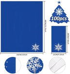 JarThenaAMCS 100Pcs Winter Guest Napkins Foil Silver Snowflake Disposable Paper Napkins Blue Snowflake Dinner Hand Napkins for Xmas Winter Party Supplies
