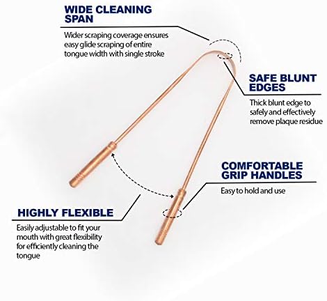 Pure Copper Tongue Scraper for Adults and Kids - Ayurvedic Tongue Cleaner with Case - Reusable Copper Tongue Cleaner for Fresh Breath and Daily Oral Care by PURE EARTH Essentials (1 Piece/Pack)
