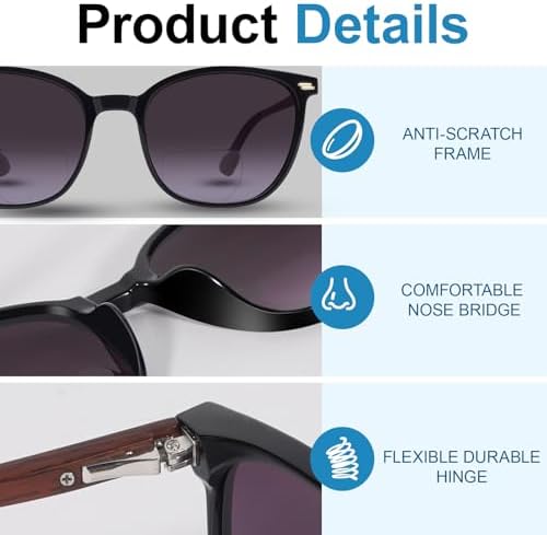 LADEESSE 3 Pack Bifocal Reading Sunglasses for Women & Men, UV400 Sun Readers Glasses Spring Hinge Outdoor Sunglasses +2.25