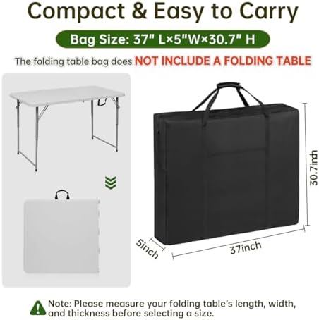 6 Ft Folding Table Storage Bag-Water-Resistant Heavy Duty Large Carrying Bag for Transport Organizer with Pocket & Shoulder Straps | 37" L X 5" W X 30.7" H | Storage Bag Only