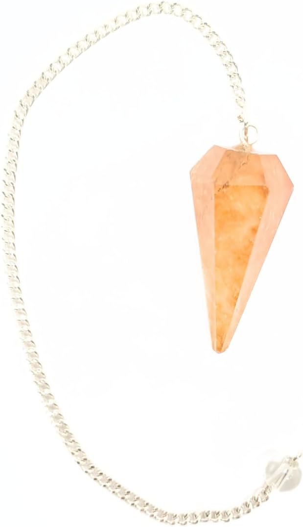 Jet Citrine Cone Shaped Pendulum Faceted Crystal Therapy Removes Negavite Energy, Success in Business or Studies Spiritual Booklet Gems Image is JUST A Reference