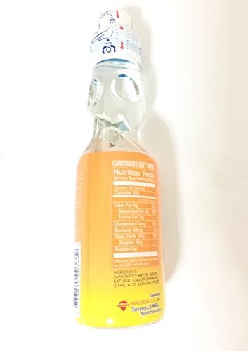 Sangaria Ramune Japanese Carbonated Soft Drink Orange Flavor 6 Pack (6.76Fl.Oz)