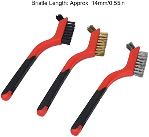 Tyenaza 3Pcs Wire Brass Brush Set, Stainless Steel Bristles with Curved Handle Grip for Kitchen Gas Stove Range Hood