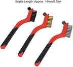 Tyenaza 3Pcs Wire Brass Brush Set, Stainless Steel Bristles with Curved Handle Grip for Kitchen Gas Stove Range Hood