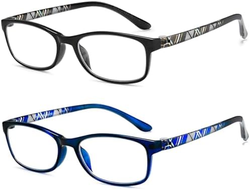 EYEURL 2 Pack Reading Glasses for Men Women - Blue Light Blocking Computer Reader 1.50 Women Lightweight TR90 Flexible Eyeglasses Anti Glare UV Ray Eyestrain