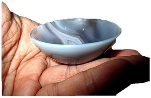 Jet Natural Blue Lace Agate Bowl 2" Gemstone A+ Hand Carved Rare Crystal Free Booklet Crystal Therapy Image is JUST A Reference.