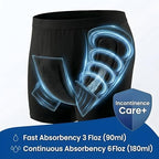 Reusable Incontinence Underwear for Men, Washable Leakproof Boxer Briefs with Side Leak Guards, 6 fl oz Max Sustained High Waist (Black, XXX-Large)