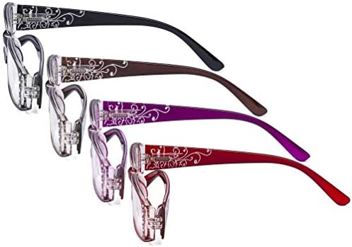 CessBlu Ladies Floral Design Reading Glasses 4 Pack with Crystals for Women Reading