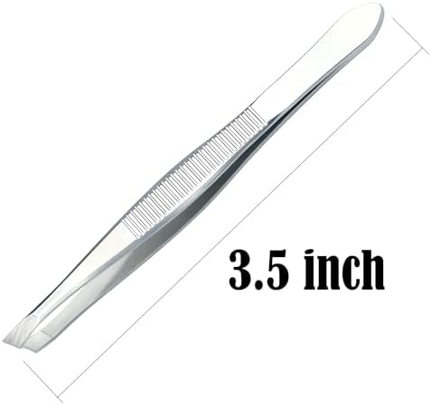 (3 Pack) Slant Tweezers - Precision Stainless Steel Slant Tip Tweezers Hair Plucker for Hair and Eyebrows Personal Care (Silver Tone)