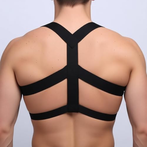 Men's Elastic Harness Belt Costume Body Chest Harness Belt for Men, Shoulder Sexy Punk Body Harness, Adjustable Buckle Clothes Outfits, Nightclub Cosplay Clubwear