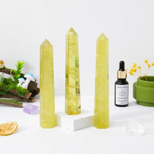 Apengshi 1PCS Natural Crystal Citrine Tower 5.9"-6.3" (15-16cm) 6 Faceted Single Point Prism Healing Crystal Wand for Meditation Reiki Chakra Therapy