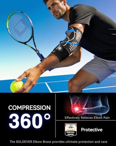 Copper-Infused Elbow Brace for Tendonitis and Tennis Elbow [Medical-Grade ＆ Stronger Support] Elbow Compression Sleeve with Adjustable Strap for Arthritis, Golfers, Bursitis, Elbow Pain Relief, Weightlifting, Fit for Men & Women