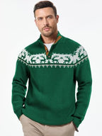 JMIERR Men's Cable Knit Pullover Sweater Casual Long Sleeve Stand Collar Button Knitted Sweaters