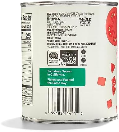 365 by Whole Foods Market, Organic Diced Tomatoes, 28 Ounce