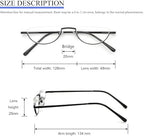 MMOWW 3 Pack Half Frame Reading Glasses for Women Men Slim Half Moon Lens Readers Semi Rimless Metal Frame Spring Hinges