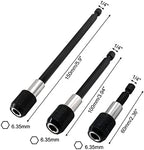 Litoexpe 6 Pcs Drill Bit Extension, Quick Release Bit Holder Magnetic Drill Extension Bit Holder with 1/4” Hex Shank for All 1/4-Inch Drive Bits (2 Inch, 4 Inch, 6 Inch - Black