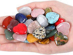 15PCS Natural Heart Healing Crystals Love Stones Rose Quartz Clear Quartz Tiger Eye Heart Set Bulk Polished Pocket Palm Thumb Gemstones Meditation Chakra Reiki Energy Balancing 0.8 inch