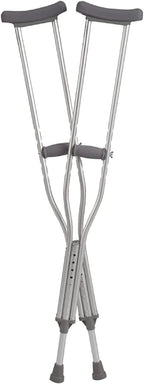 Adjustable Adult Crutches for Walking, Silver Aluminum Crutch with Comfortable Underarm Pad and Handgrip (Tall 5’10-6’6), X-Large
