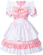 Women Sweet Kawaii Costume Dress Anime French Maid Cosplay Furry Cat Ear Gloves Socks Set