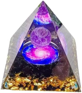 Moonstone Crystal Orgone Pyramid Ogan Crystal Energy Tower, Nature Reiki Chakra Crushed Stone Jewelry, Crystal Pyramid for Home Decor (Crystal Pyramid-48)