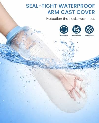 Kids Waterproof Arm Cast Covers for Shower & Bath, Reusable Arm Cast Protector to Keep Cast Dry, Comfortable & Durable for Daily Use, After Surgery, Broken Arm, Wound or Bandage (Arm-M)