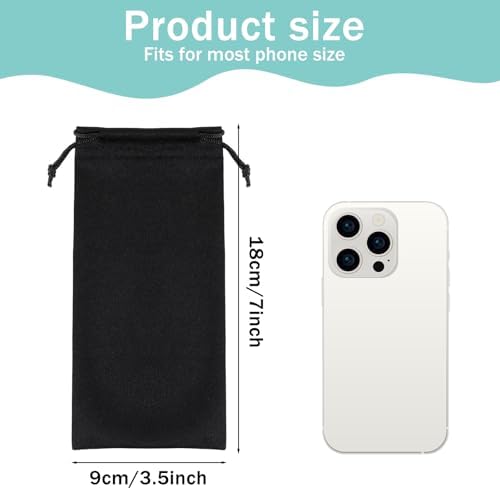 200 Pcs Microfiber Glasses Case Pouch Bag Sleeve, Soft Sunglasses Storage with Drawstring Closure for Men Women, Black