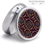 Round Medicine Organizer, Goth Gothic Raven Purple Portable Pill Box, Mini Case for Fish Oil, Travel Holder Purse Pocket for Men