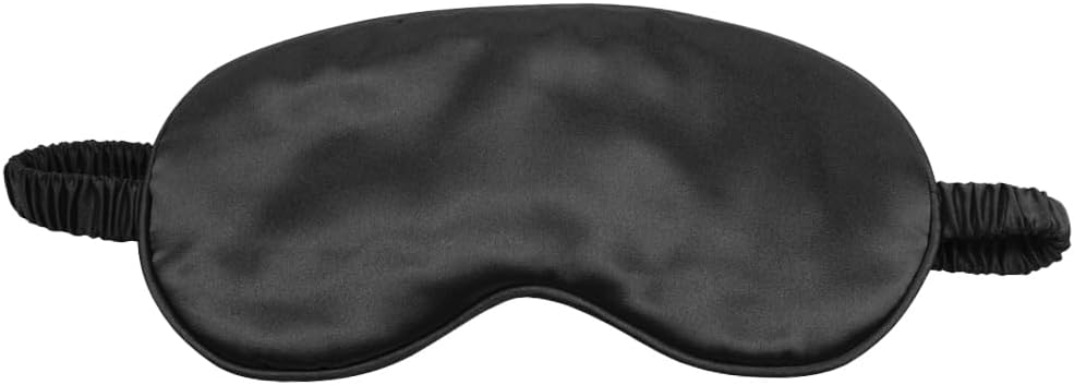 Soft Silky Satin Eye Mask Cover Sleep Mask for Sleeping with Elastic Strap Effective Shading Blindfold Night Mask for Men Women (Black)
