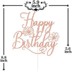 Rose Gold Spring Wildflower Happy Birthday Cake Topper, She is A Wildflower Decor, Spring Flower Themed Birthday Party Decorations Supplies