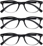 MODFANS Round Stylish Reading Glasses 3 Pair with Spring Hinge Fashion Glasses for Reading for Men and Women +2.00