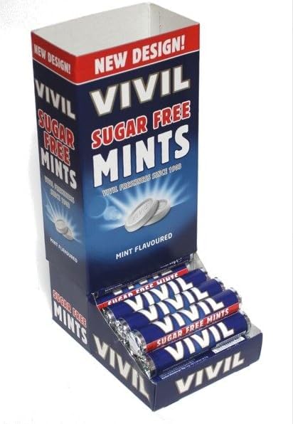 Vivil Sugar Free Mints 28g (Pack of 10 Rolls) Mint Flavoured Vivil Freshness in a Premier Life Store Box