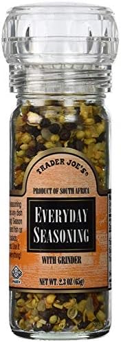 Trader Joe's Everyday Seasoning with Built in Grinder Use on Everything Everyday Sea Salt,mustard Seeds, Black Peppercorns,coriander,onion,garlic,paprika & Chili Pepper 2.3oz - PACK OF 2