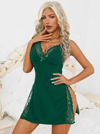 Rigeri Womens Lingerie Sexy Nightgowns for Women Lace Chemise Sexy Night Gowns Womens Sleepwear with Side Slit S-XXL