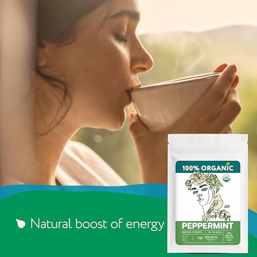 Organic Peppermint Tea Bags (40 TeaBags) - Peppermint Tea Organic - Te de Menta Organico Natural - Herbal Tea for Energy, Digestion, Nausea, Motion Sickness, Respiratory Support, Stress Relief