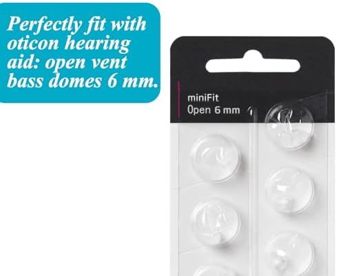 Hearing Aid Domes for Oticon Replacements, Oticon Minifit Open Vent Bass Domes (6 mm/2 Packs）, Universal Domes for Oticon Hearing Aid Supplies.