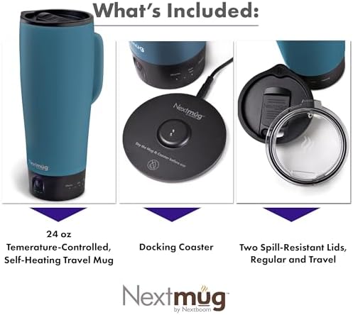 Nextmug Ultra - Temperature-Controlled, Self-Heating Travel Mug (Slate Blue - 24 oz.)