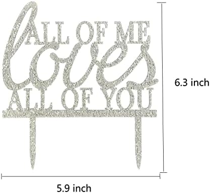 All of Me Loves All of You Wedding Cake Topper Romantic Wedding Cake Decoration Engagement Anniversary Cake Topper Modern Elegant Cake Decor