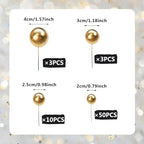66 PCS Ball Cake Picks Gold 4 Sizes for DIY Baking Decoration Cupcake Toppers and Wedding Anniversary Birthday