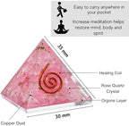 Amazing Gemstone Rose Quartz Orgone Pyramid - 30mm Small Orgonite Pyramids with Crystals and Healing Stones - Authentic Organite Gifts