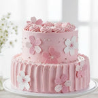 90Pcs Flowers Cake Topper Wafer Paper Cupcake Toppers Pink Floral Cherry Blossom Cake Decorations for Cupcakes Birthday Party Wedding Supplies