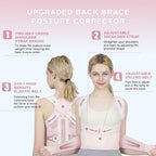Posture Corrector for Women and Men Upgraded Back Brace, Adjustable Back Support for Upper and Lower Back Pain Relief, Shoulder Straightener for Hunchback, Scoliosis, Lumbar, Spine (Pink, Medium)
