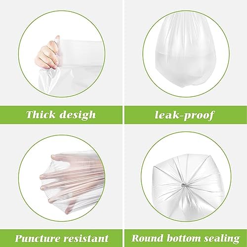 10 Gallon 100 Counts Medium Trash Bags Garbage Bags by Teivio, Bathroom Trash Can Bin Liners, Plastic Bags for home office kitchen, Clear
